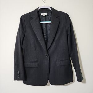 Pendleton Womens Grey 1-Button Blazer Jacket Virgin Wool Classic Notch Size 10